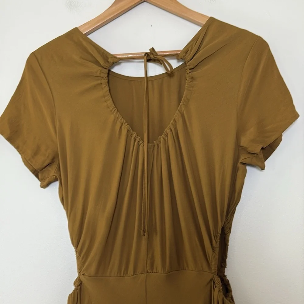 A New Day Brown Midi Dress Lightweight Cutout asymmetrical Hem‎ Tie Back Size M - Picture 10 of 15